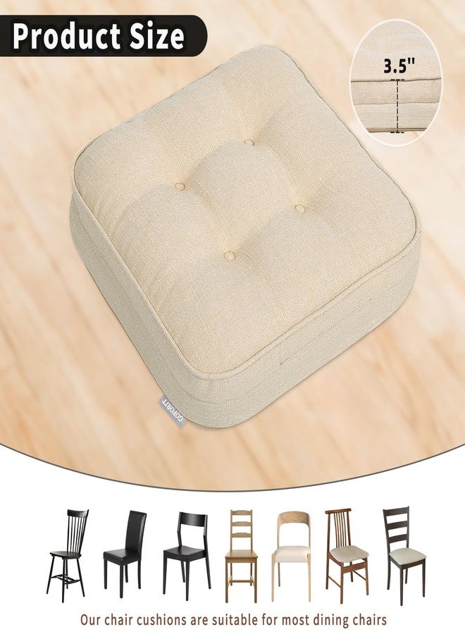 GOFORIT Tufted Shredded Memory Foam Chair Pads，Kitchen Chair Cushions for Dining Chairs,Non-Slip Seat Cushions with Removable Cover, 16'' x 16'', Beige - Image 4