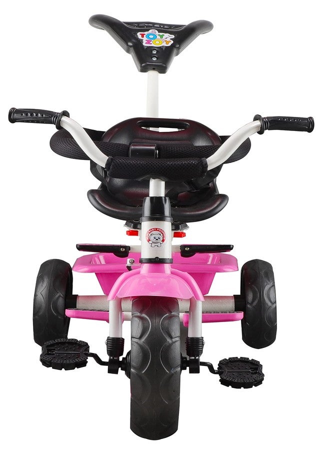 JoyRide 3 in 1 Stroll 'N Ride Baby Tricycle,Toddler Stroller Kids Pedal Tricycle w/Pusher Adjustable Handle Seat Storage Rotating Seat for 12 Months to 5 Years (Pink) - Image 4