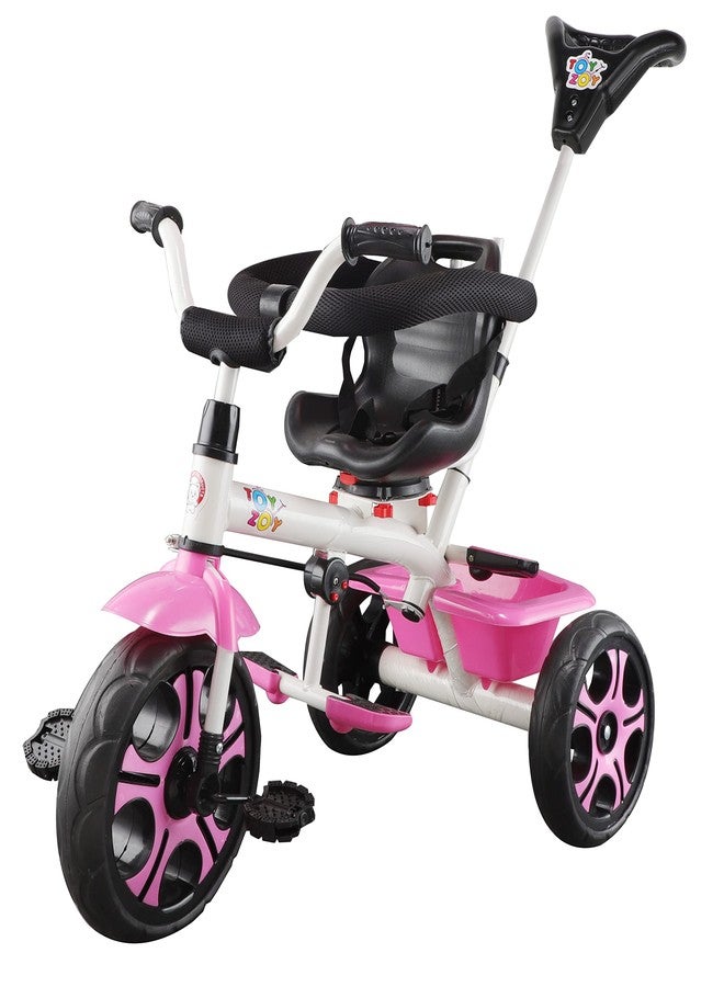 JoyRide 3 in 1 Stroll 'N Ride Baby Tricycle,Toddler Stroller Kids Pedal Tricycle w/Pusher Adjustable Handle Seat Storage Rotating Seat for 12 Months to 5 Years (Pink) - Image 1