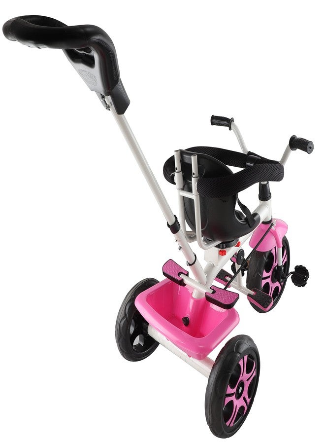 JoyRide 3 in 1 Stroll 'N Ride Baby Tricycle,Toddler Stroller Kids Pedal Tricycle w/Pusher Adjustable Handle Seat Storage Rotating Seat for 12 Months to 5 Years (Pink) - Image 5