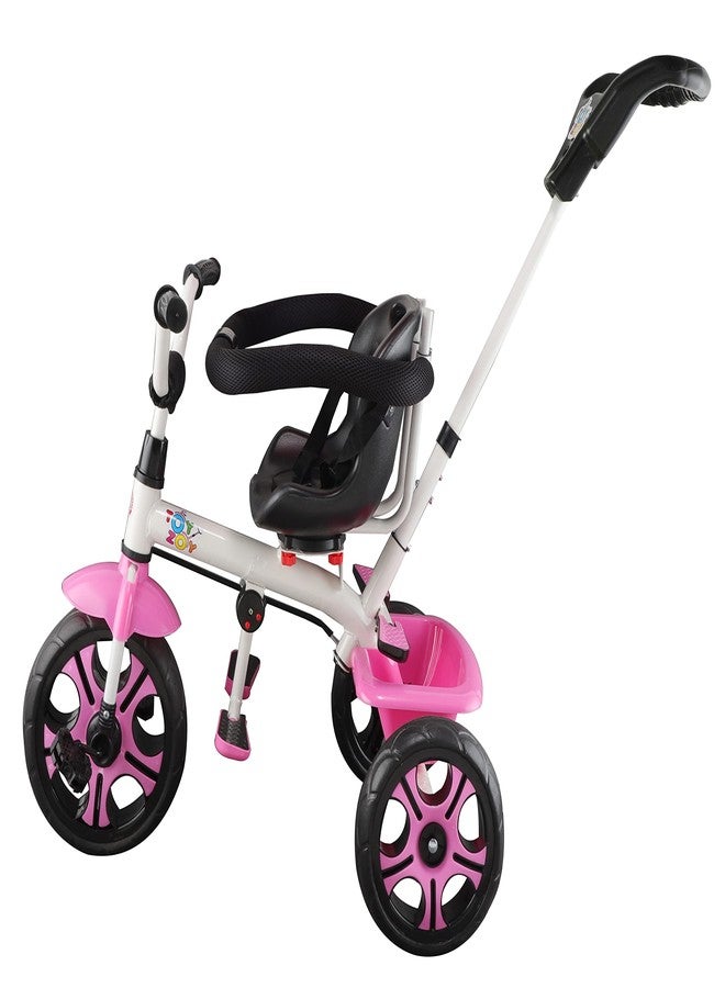 JoyRide 3 in 1 Stroll 'N Ride Baby Tricycle,Toddler Stroller Kids Pedal Tricycle w/Pusher Adjustable Handle Seat Storage Rotating Seat for 12 Months to 5 Years (Pink) - Image 3