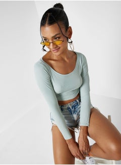 FRWD Ruched Drawstring Detail Top  - Image 1