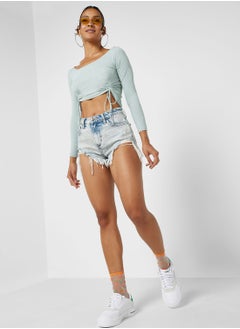 FRWD Ruched Drawstring Detail Top  - Image 4