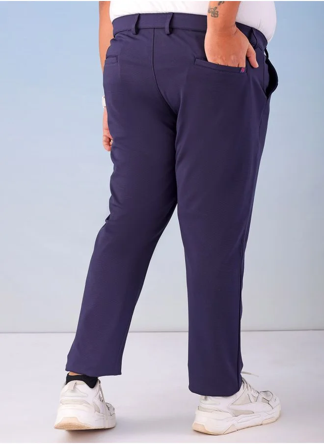 هاردسودا Men Plus Size Regular Fit Self Design Mid-Rise Stretchable Chino Joggers