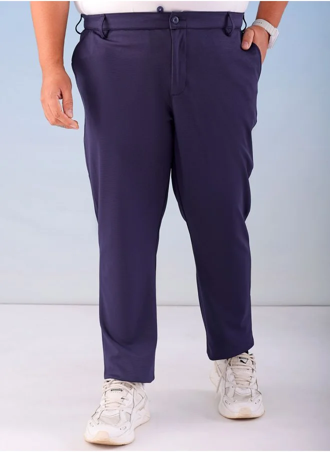 هاردسودا Men Plus Size Regular Fit Self Design Mid-Rise Stretchable Chino Joggers
