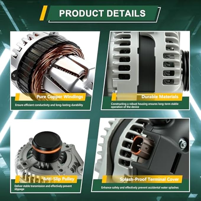 VectraCool 104211-3541 Alternator 12V 125Amp Fits 2015-2017 Toyota Camry L4 2.5L, 2013-2018 RAV4 L4 2.5L 4WD Replaces 104211-3161, 27060-0V170, 27060-36080, 210-1244, 210-0875 - Image 5