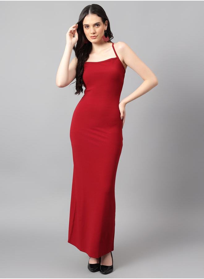 Kotty Solid Halter Neck Sheath Maxi Dress with Back Tie by Styli  - Image 1