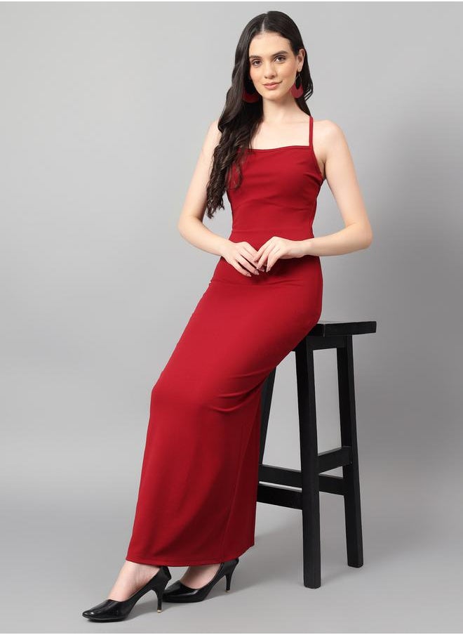 Kotty - Solid Halter Neck Sheath Maxi Dress with Back Tie by Styli - Image 1