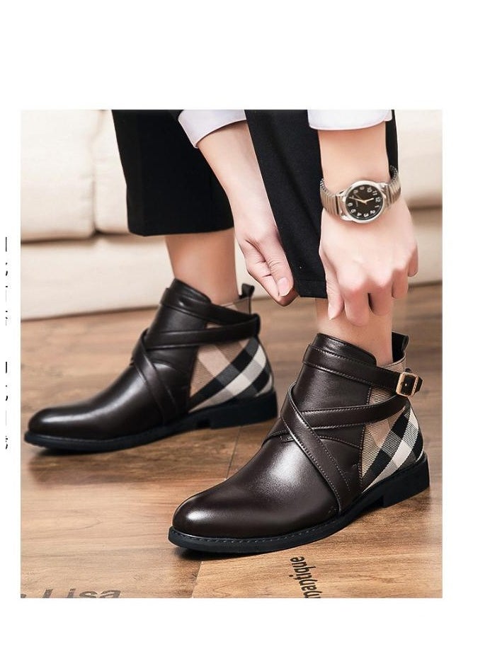 KUYING - New Men's Casual Leather Boots - Image 1