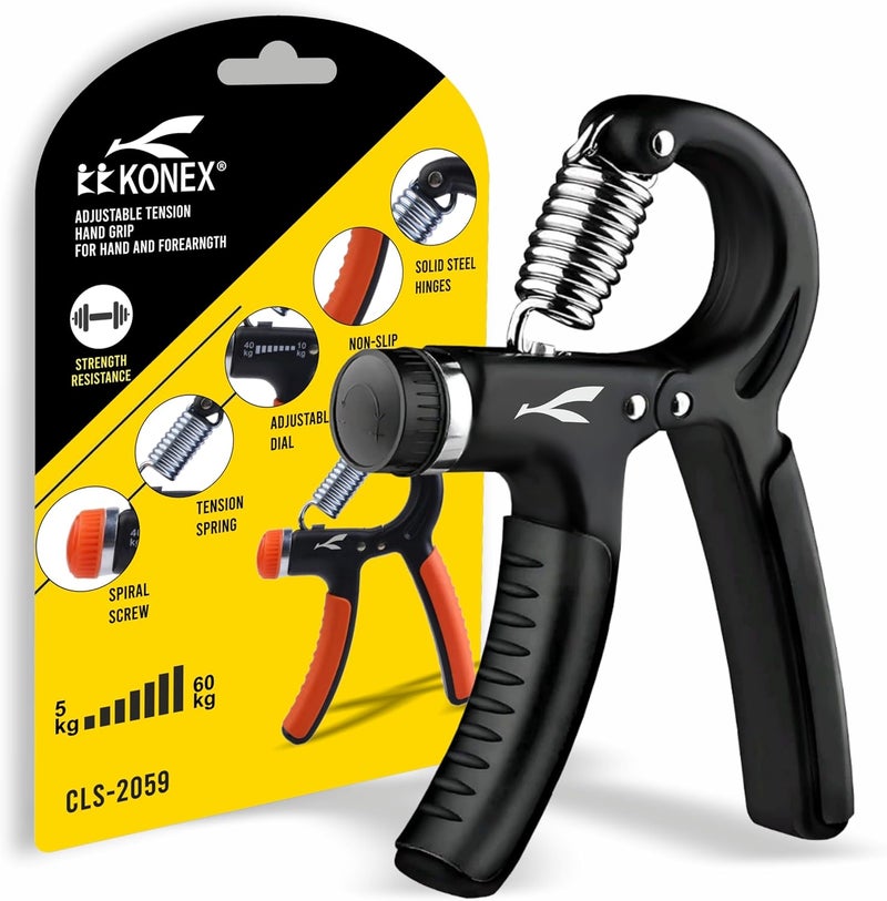 KONEX Adjustable Hand Gripper Strengthener for Men & Women | Hand Exercise Equipment for Home and Gym Workouts (Without Counter, Black) - Image 1