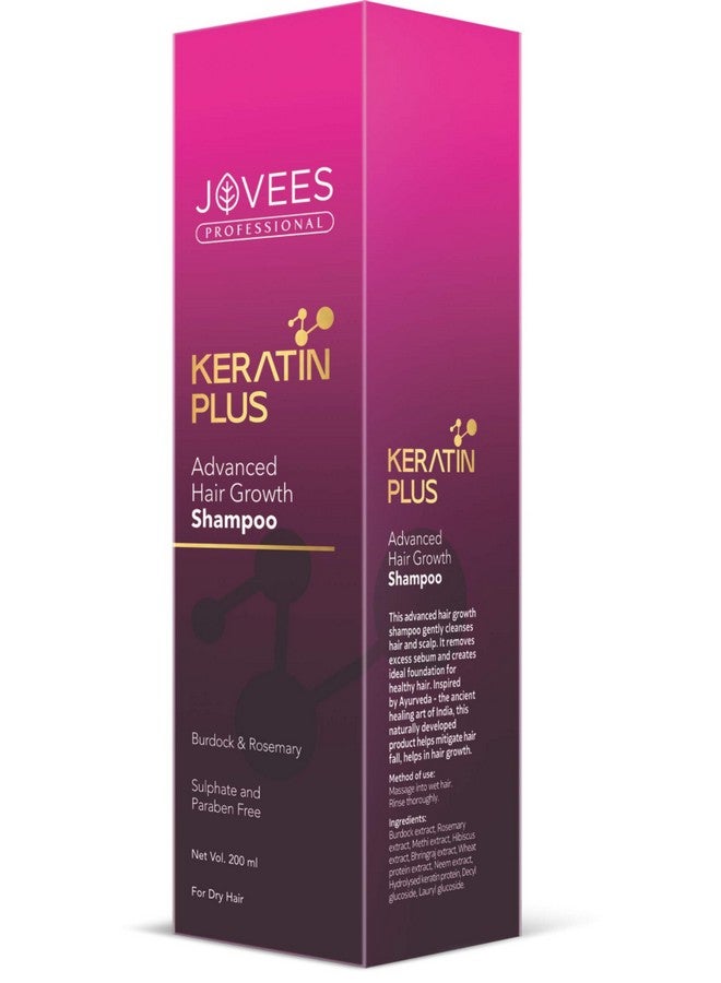 Jovees Professional Keratin Plus Advanced Hair Growth Shampoo For Dry Hair, Burdock and Rosemary, 200ml