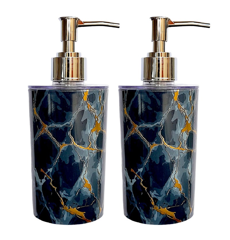 LAGET®Liquid Soap Dispenser Plastic Bottle with Pump for handwash in Bathroom/Kitchen Sink Pack of 2 Marble Print (300 Ml) - Image 5