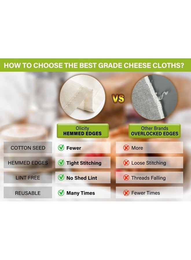 Olicity Cheesecloth, Grade 100, 20x20Inch Hemmed Cheese Cloths Reusable, 100% Unbleached Strainer Muslin Cloth for Cooking, Straining, Jelly Making - 2 Pieces - Image 5