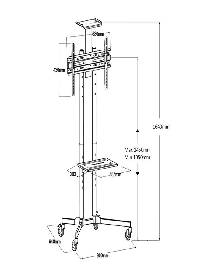 Skill Tech SH 605BFS Versatile & Compact TV Stand for 32–70 Inch Screens, VESA 600x400mm, Max Load 50kg – Space Saving Floor Stand with Adjustable Height  Black  - Image 2