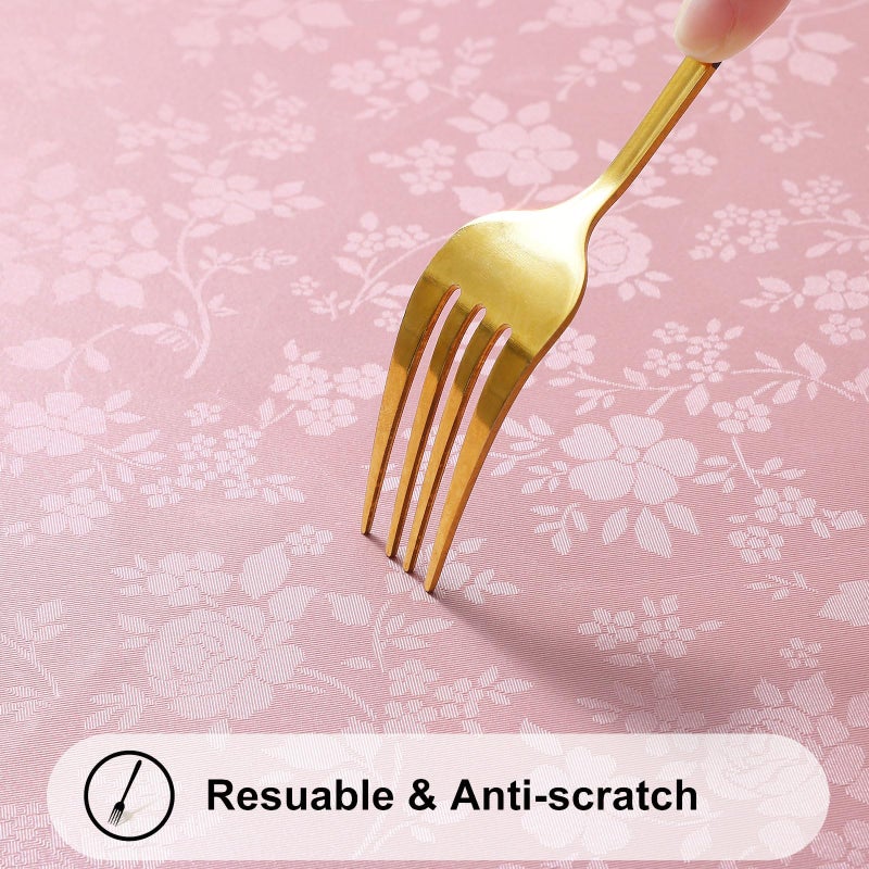 Smiry Rectangle Table Cloth  Waterproof Heavy Duty Vinyl Tablecloths  Wipeable Washable Table Cover For Kitchen And Dining Room (Pink  52"" X 70"") - Image 5