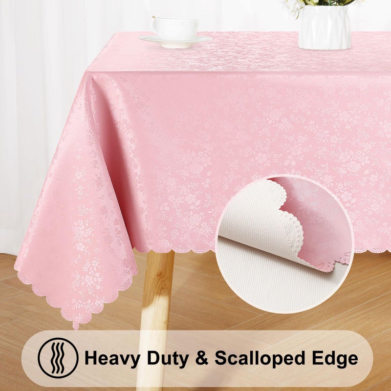 Smiry Rectangle Table Cloth  Waterproof Heavy Duty Vinyl Tablecloths  Wipeable Washable Table Cover For Kitchen And Dining Room (Pink  52"" X 70"") - Image 4