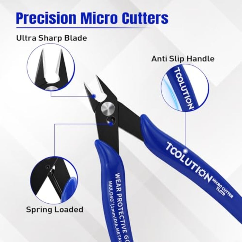 Small Wire Cutters Micro Flush Cutter Snips Zip Tie Cutter Diagonal Cutting Pliers Dikes Sprue Cutters for Cutting Crafting - Mini Nippers for Electrical Plastic Model Jewelry Making - Image 3