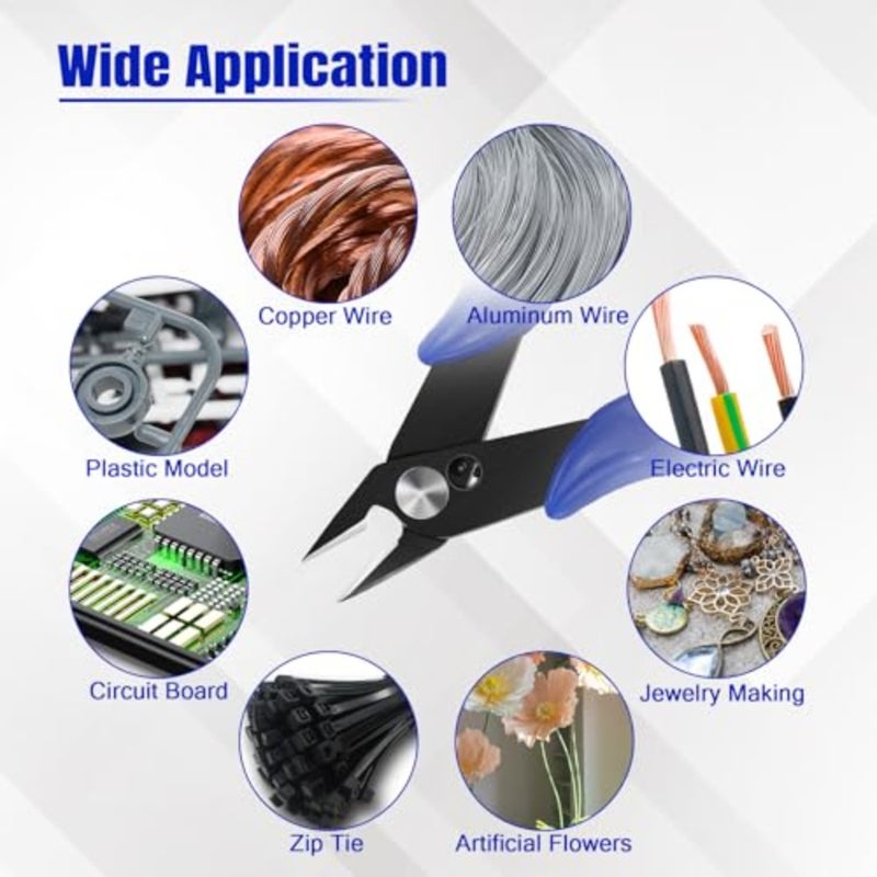 Small Wire Cutters Micro Flush Cutter Snips Zip Tie Cutter Diagonal Cutting Pliers Dikes Sprue Cutters for Cutting Crafting - Mini Nippers for Electrical Plastic Model Jewelry Making - Image 4