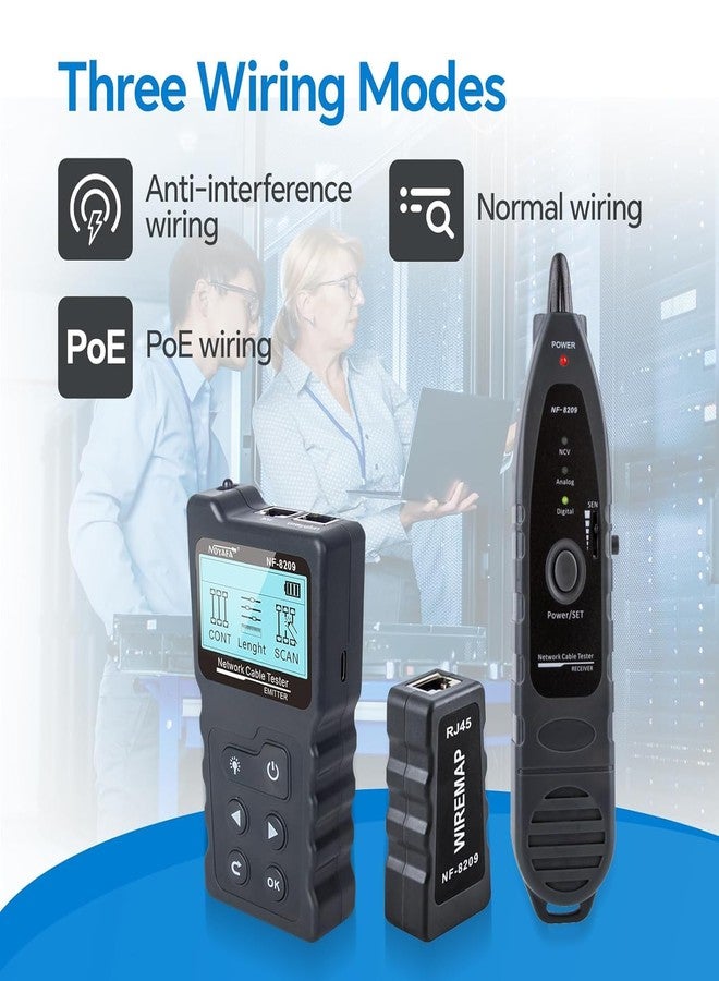 NOYAFA Advanced Cable Tester with PoE Multifunction Wire Tracker Network Cable Tester for te Toner Tool Kit with Bag Probe Audio Tone for LAN CAT5 CAT6 Tracker Underground Telephone Line Finder Home Repair - Image 3