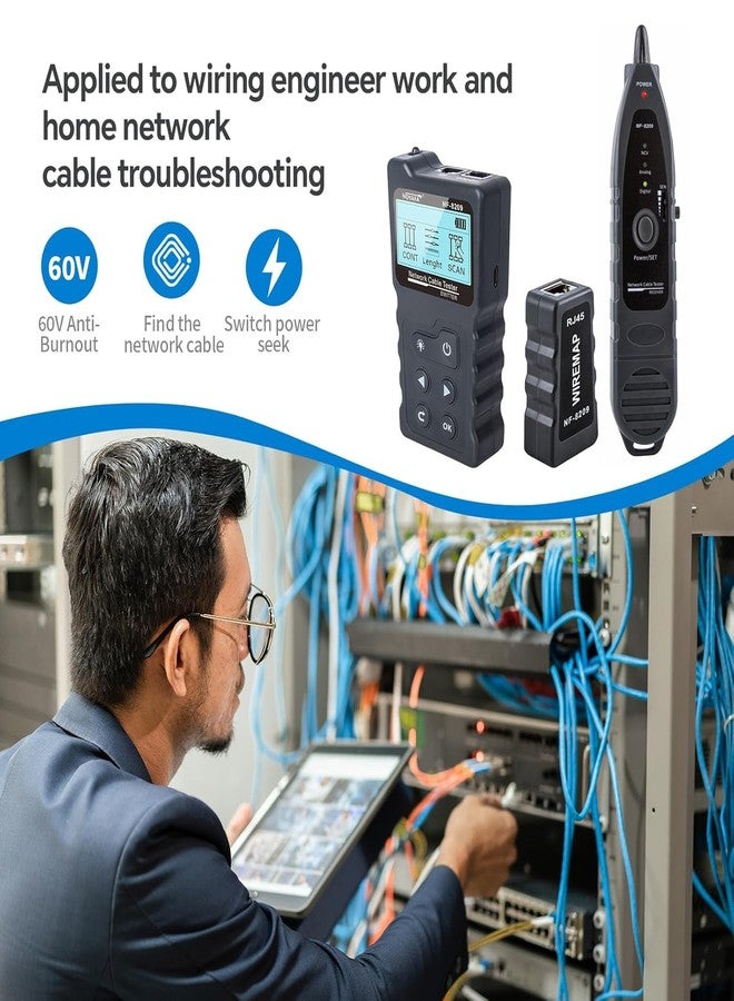 NOYAFA Advanced Cable Tester with PoE Multifunction Wire Tracker Network Cable Tester for te Toner Tool Kit with Bag Probe Audio Tone for LAN CAT5 CAT6 Tracker Underground Telephone Line Finder Home Repair - Image 2