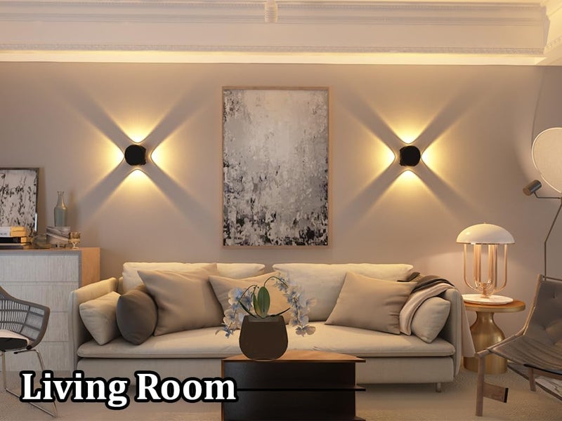 fizzytech مصباح حائط خارجي LED 12W من البلاستيك والمعدن والأكريليك | إضاءة 4 اتجاهات لأعلى ولأسفل/يسار ويمين | جسم مقاوم للماء والصدمات | تركيبة مثبتة على الحائط لغرفة النوم والحديقة وزينة المنزل (أبيض دافئ) - Image 5