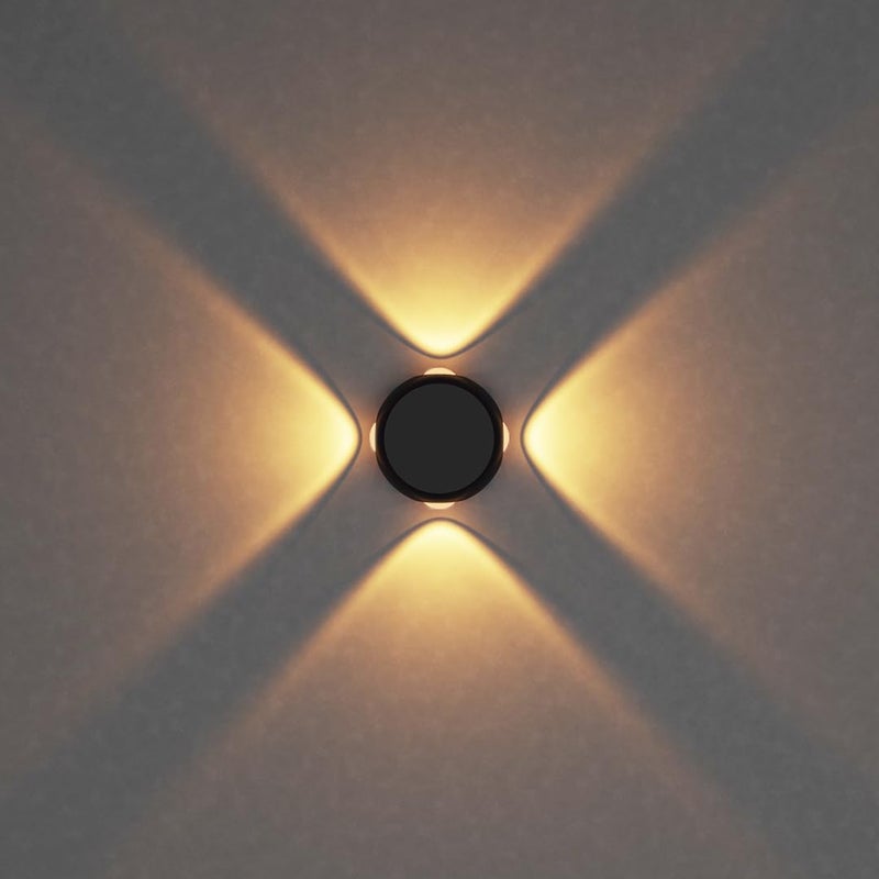 fizzytech مصباح حائط خارجي LED 12W من البلاستيك والمعدن والأكريليك | إضاءة 4 اتجاهات لأعلى ولأسفل/يسار ويمين | جسم مقاوم للماء والصدمات | تركيبة مثبتة على الحائط لغرفة النوم والحديقة وزينة المنزل (أبيض دافئ) - Image 1