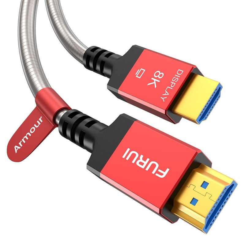 كابل HDMI 2.1 بألياف ضوئية بطول 100 قدم، للتثبيت داخل الجدار - كابل HDMI 2.1 مدرع للخارج 48 جيجابت في الثانية 8K@60Hz، 4K@120Hz، HDR الديناميكي، eARC للأجهزة RTX 3080/3090، Xbox Series X، PS5، مستقبل Denon AV، تلفزيونات LG، Samsung، Sony. - Image 1