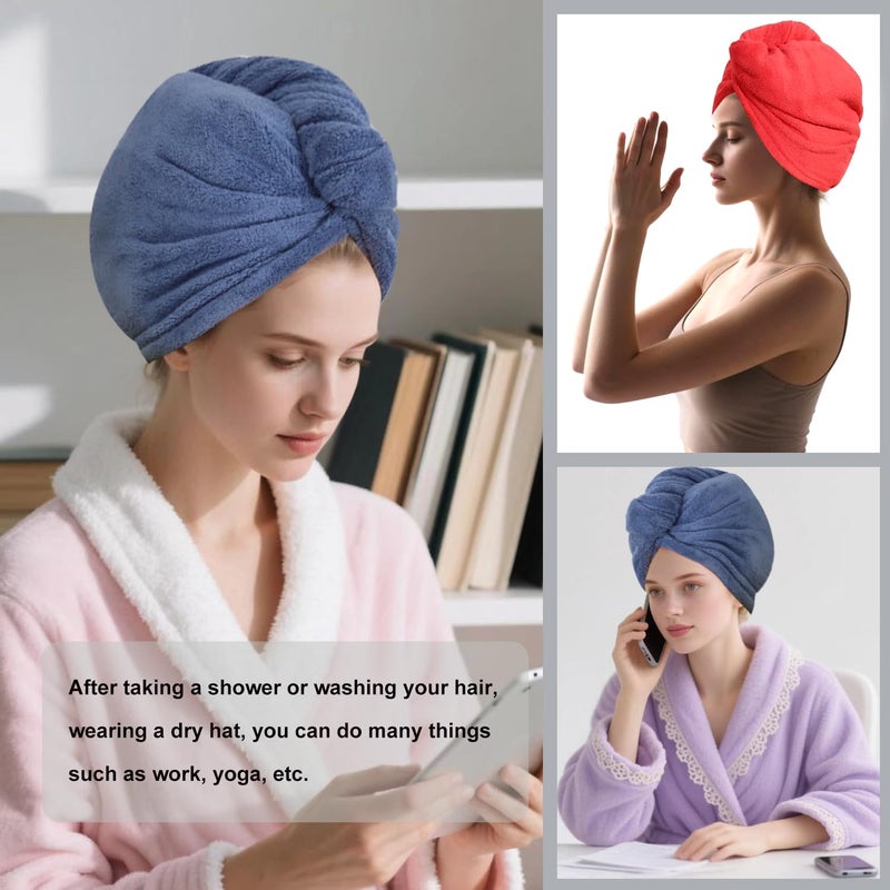 AGKXHDEC Microfiber Hair Drying Towel Wrap for Women, Hair Turbans Towel for Wet Hair,turbie Twist Hair Towels(The Color of The Picture is for Reference only) (Light Green,Red,Dark Blue) - Image 4