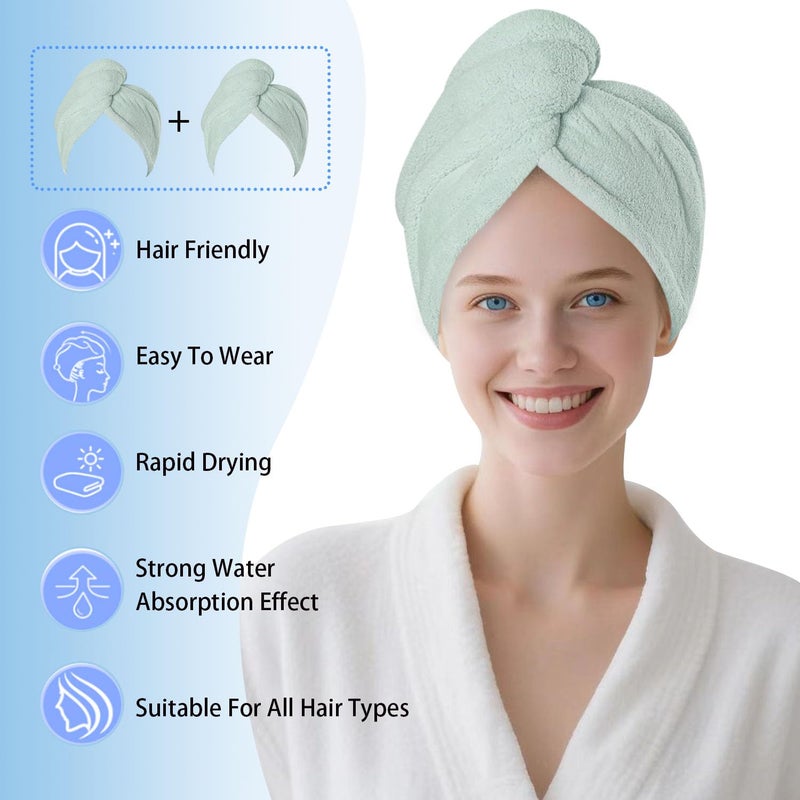 AGKXHDEC Microfiber Hair Drying Towel Wrap for Women, Hair Turbans Towel for Wet Hair,turbie Twist Hair Towels(The Color of The Picture is for Reference only) (Light Green,Red,Dark Blue) - Image 2