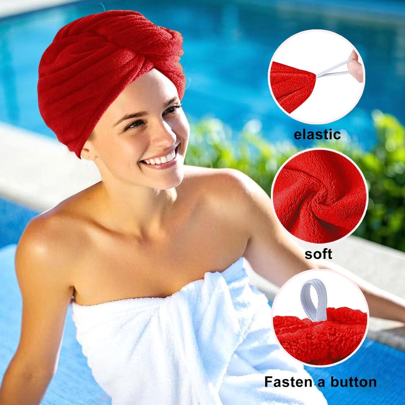 AGKXHDEC Microfiber Hair Drying Towel Wrap for Women, Hair Turbans Towel for Wet Hair,turbie Twist Hair Towels(The Color of The Picture is for Reference only) (Light Green,Red,Dark Blue) - Image 5