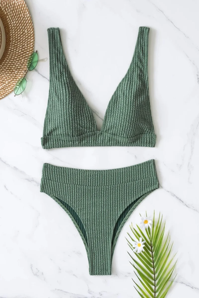 Angelsin Special Fabric High Waist Bikini Set