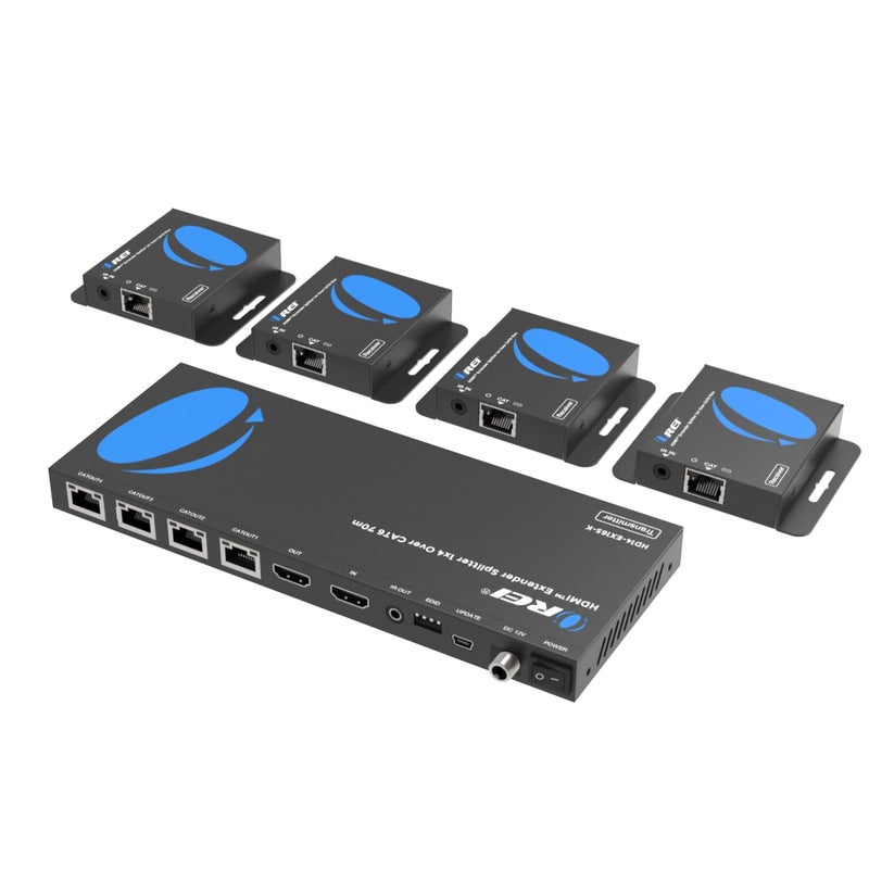 OREI 4K 1x4 HDMI Extender Splitter Over CAT67 Ethernet Cable Up to 4K30Hz upto 165 ft1080P60Hz upto 230 ft IR control EDID HDMI Loop Out HD14EX165K - Image 2