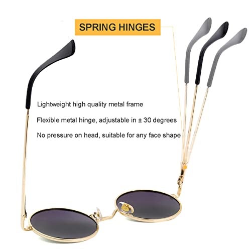 Gleyemor Polarized Small Round Sunglasses for Men Women Hippie Circle Red Yellow Glasses (Gold/Red Mirror) - Image 4