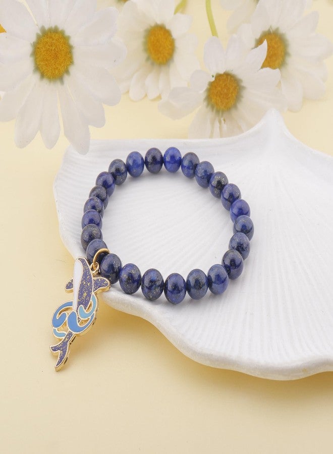 بارتنر أساور حوت الأوركا من بارتنر للنساء، هدايا ساحرة على شكل حوت بحري لمحبي حيوانات المحيط، هدايا مستوحاة من أحجار طبيعية (أزرق) - Image 3