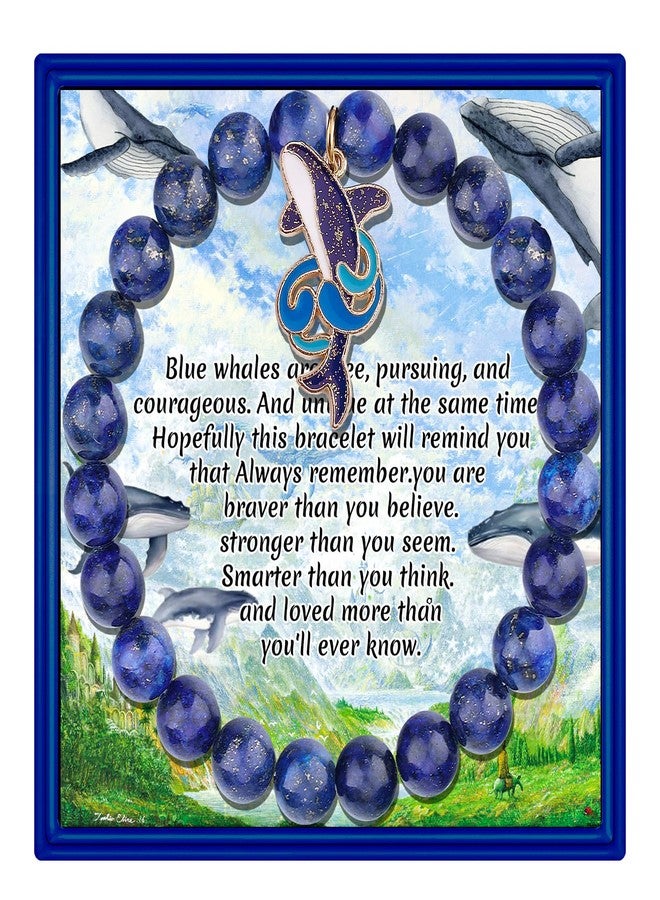 بارتنر أساور حوت الأوركا من بارتنر للنساء، هدايا ساحرة على شكل حوت بحري لمحبي حيوانات المحيط، هدايا مستوحاة من أحجار طبيعية (أزرق) - Image 1