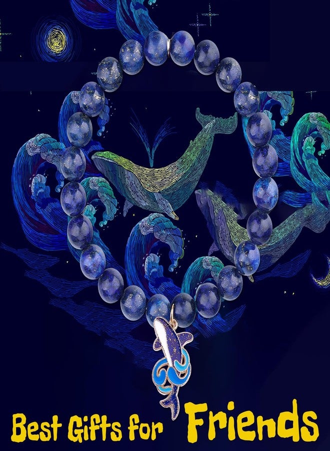 بارتنر أساور حوت الأوركا من بارتنر للنساء، هدايا ساحرة على شكل حوت بحري لمحبي حيوانات المحيط، هدايا مستوحاة من أحجار طبيعية (أزرق) - Image 5