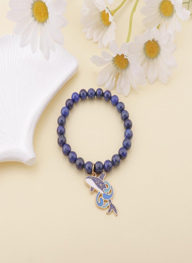 بارتنر أساور حوت الأوركا من بارتنر للنساء، هدايا ساحرة على شكل حوت بحري لمحبي حيوانات المحيط، هدايا مستوحاة من أحجار طبيعية (أزرق) - Image 2