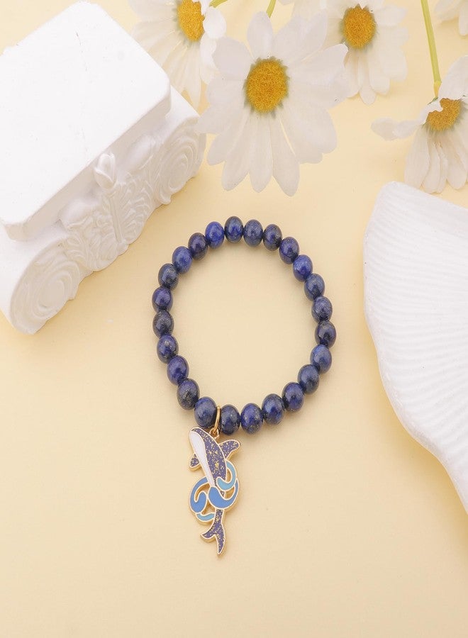 بارتنر أساور حوت الأوركا من بارتنر للنساء، هدايا ساحرة على شكل حوت بحري لمحبي حيوانات المحيط، هدايا مستوحاة من أحجار طبيعية (أزرق) - Image 4