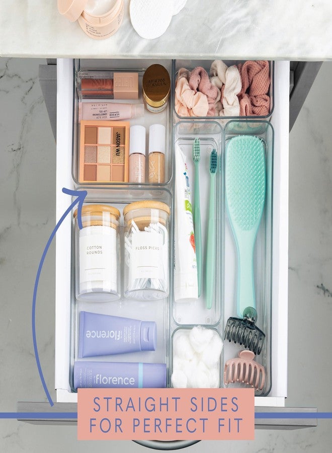 primebox Plastic Clear Drawer Organizers. Two Pieces. Bathroom. Kitchen, Bedroom, Utensils, Office Organizer Bins, Storage Trays. Heavy Duty, Stackable. 3" Lx3 Wx2 H - Image 2