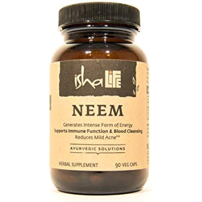 ISHA Organic Neem Supplement — Natural Ayurvedic Herbal Cleanser and Purifier: Boosts Immunity - 90 Vegetarian Capsules, 900 mg Each - Image 1