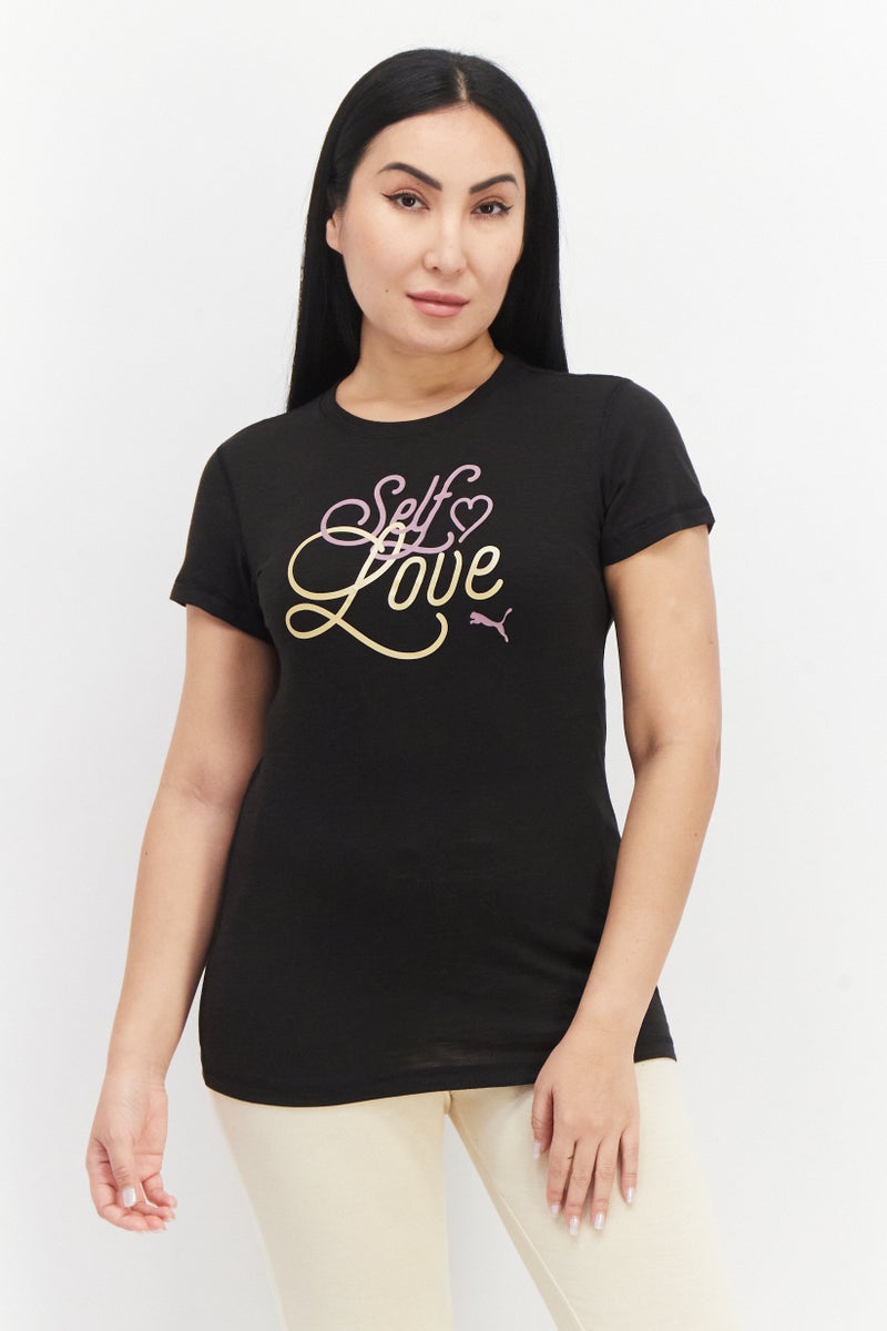 PUMA Women Sportswear Fit Graphic Print T-shirt, Black - Image 1