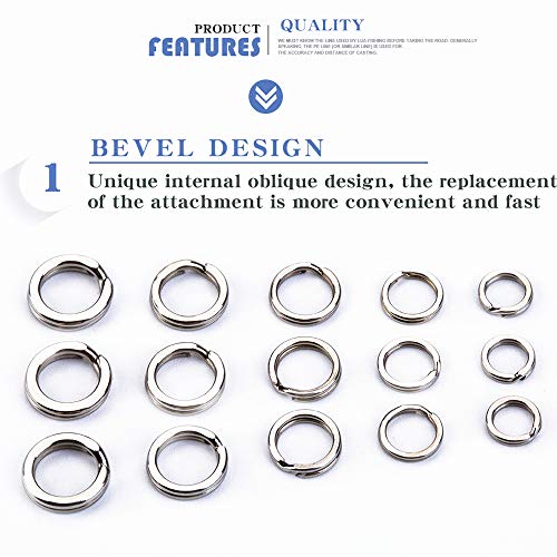 SENYUBBY 200pcs Stainless Steel Fishing Split Rings High Strength Heavy Duty Fishing Lures Ring Chain Connector Fishing Lure Tackle Set … - Image 2