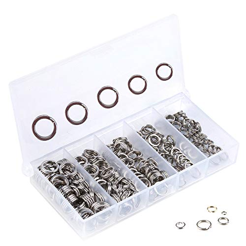 SENYUBBY 200pcs Stainless Steel Fishing Split Rings High Strength Heavy Duty Fishing Lures Ring Chain Connector Fishing Lure Tackle Set … - Image 1
