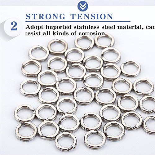 SENYUBBY 200pcs Stainless Steel Fishing Split Rings High Strength Heavy Duty Fishing Lures Ring Chain Connector Fishing Lure Tackle Set … - Image 3