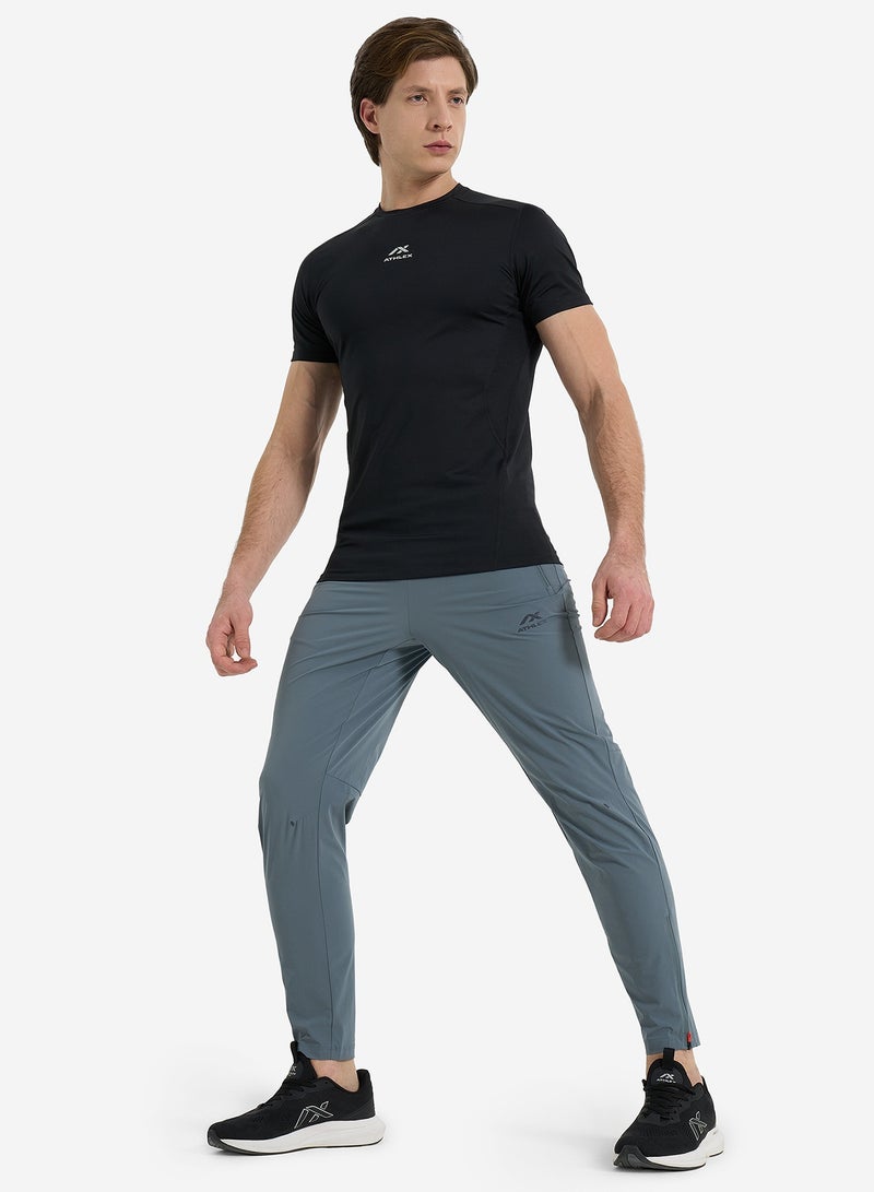 Athlex Men's Running Trousers Protect Light Grey – ATDRY Moisture-Wicking Fabric, Reflective Elements, Ergonomic Fit, Thermoregulation, Practical Design - Image 4