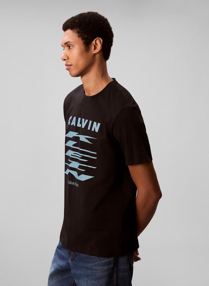 كالفن كلاين جينز تيشيرت بياقة دائرية برسومات - Image 3