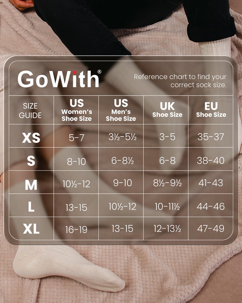 GoWith 4 Pairs Unisex Natural 97% Cotton Crew Socks, Comfy Cozy Breathable Seamless Casual Socks for Men & Women, Ecru, Large, Model 3013 - Image 5