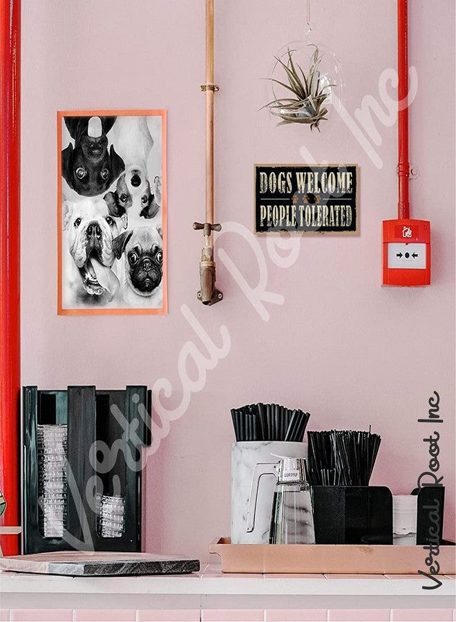 Vertical Root Inc | Wooden Dog Sign Board | Dogs Welcome People Tolerated 10 x 5 inch | Decorative Funny with Hanging Rope for Wall and Door - Image 4
