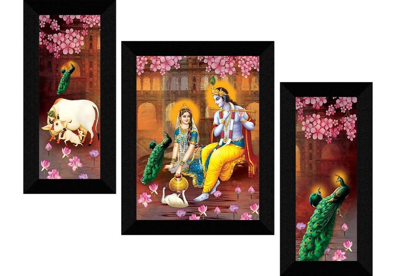 SAF paintings Set of 3 Radha Krishna modern art Home decorative Wall painting with Frame for living room 13.5 inch x 22.5 inch SANFS32743 - Image 4