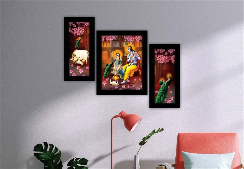 SAF paintings Set of 3 Radha Krishna modern art Home decorative Wall painting with Frame for living room 13.5 inch x 22.5 inch SANFS32743 - Image 2